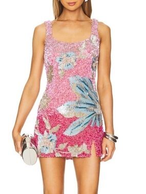 NWT La Fuori Fleur Oasis Embellished Sequin Mini Dress Sz XL